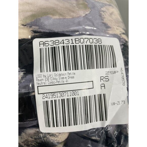 LOGO by Lori Goldstein Petite Rayon 230 Elbow Sleeve Dress 4X Neutral Combo NEW - Picture 2 of 6